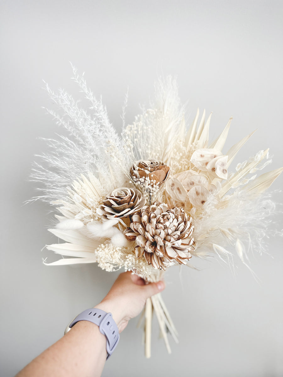 White Natural Dried Flowers Bouquet