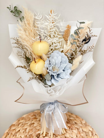 Apples and Peony Dried and Artificial Flowers Bouquet - Artofflowers